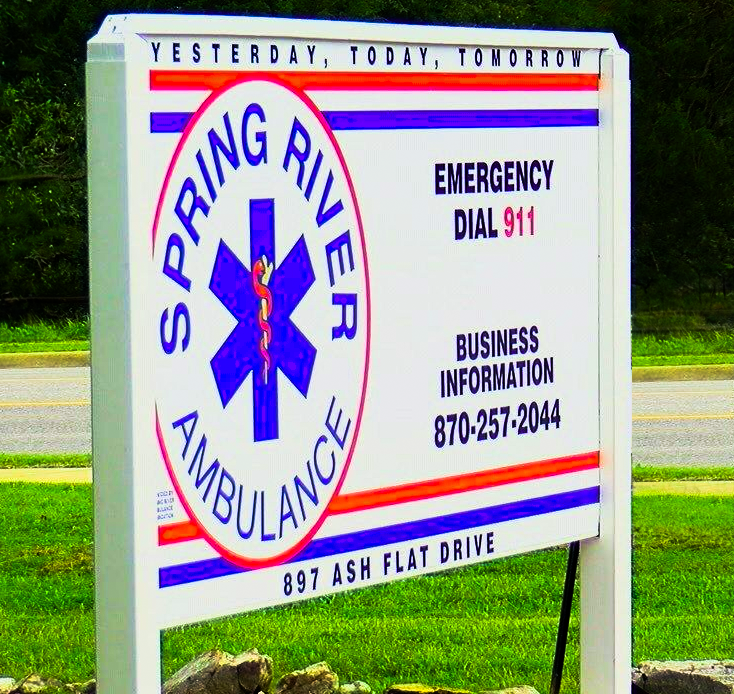 Spring River Ambulance station sign in Ash Flat, Arkansas