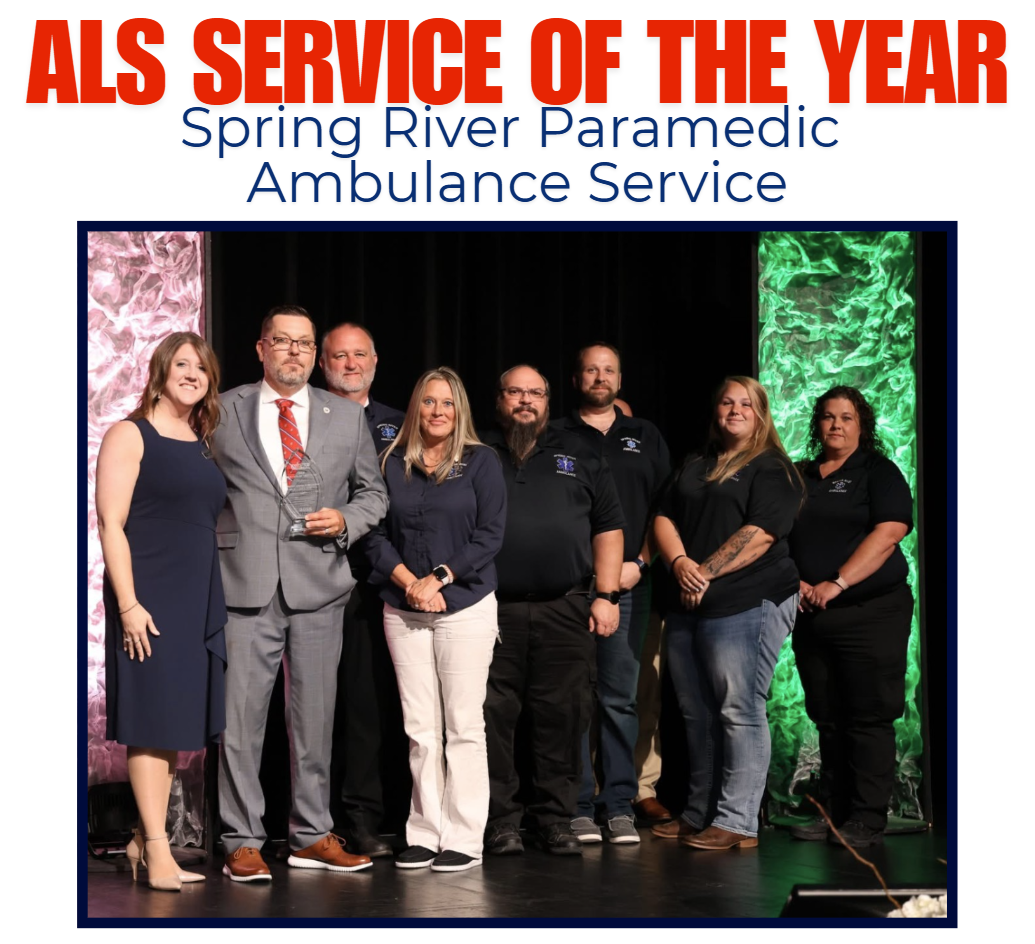 2025 Arkansas Ambulance Association ALS Service of the Year award presented to Spring River Paramedic Ambulance Service
